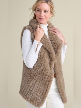 Soft Surroundings Faux Fur Vest Size Large NWT